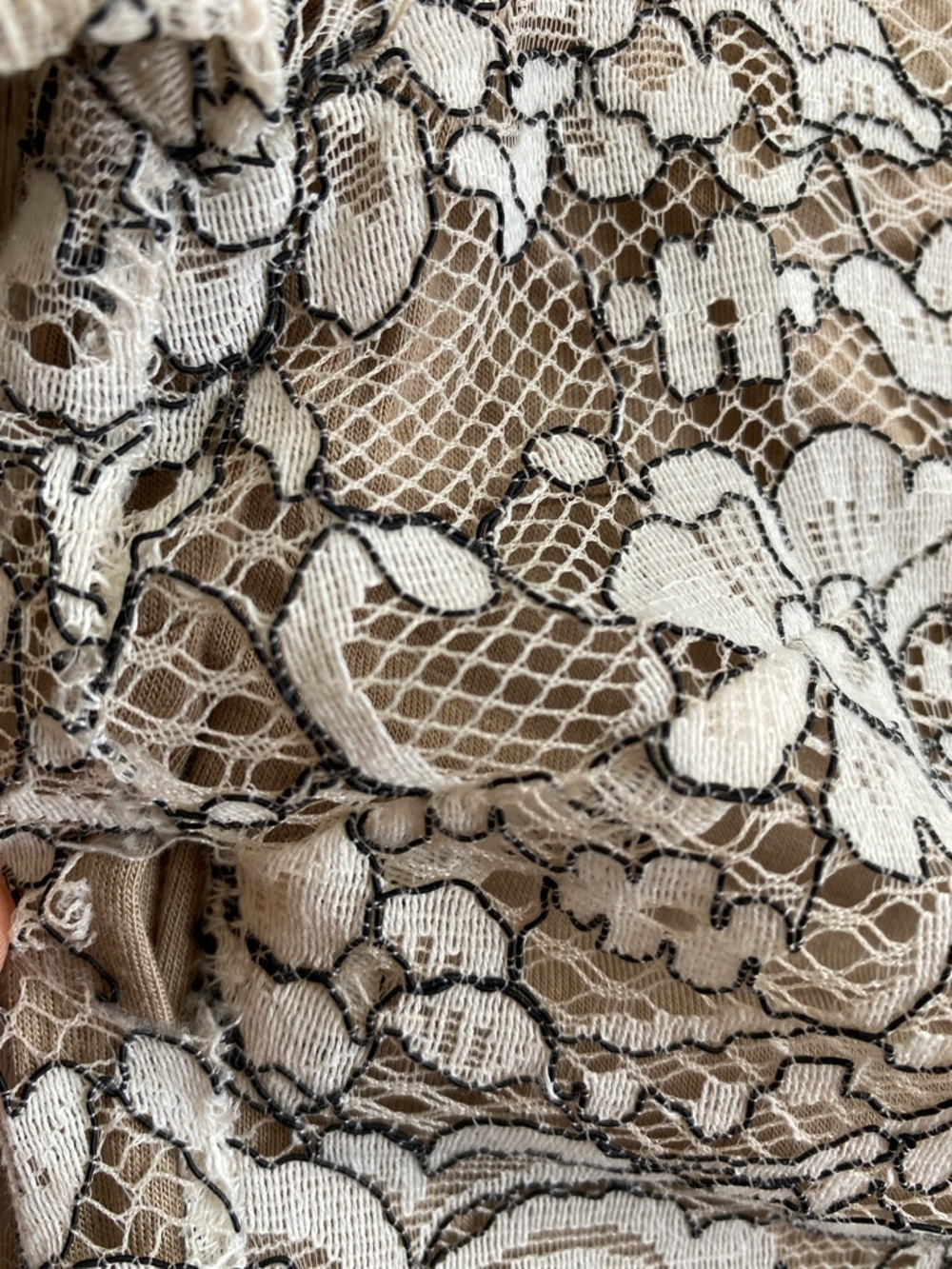 Lulus Lace Mini Dress XS Beige Nude Lined Short Sleeve Floral Scalloped Hem - Picture 13 of 13